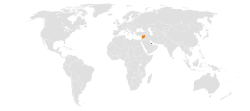 Map indicating locations of Bahrain and Syria