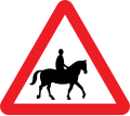 Accompanied horse riders crossing