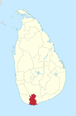 Map of Sri Lanka with Matara District highlighted