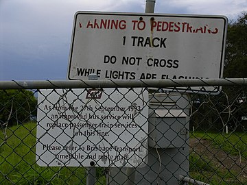 Sign advising that buses will replace trains