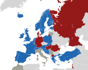 A coloured map of the countries of Europe