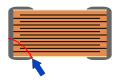 Standard MLCC chip, short circuit possible if ceramic breaks due to mechanical stress