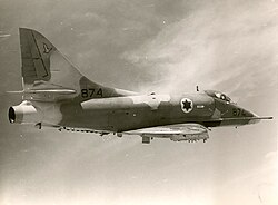 An A-4H/N Skyhawk Ayit of the 140 Squadron "Golden Eagle" of Etzion Airbase around 1973
