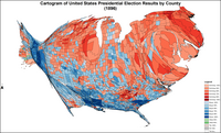 Cartogram of presidential election results by county