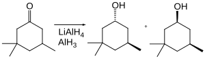 Stereoselective reduction of a substituted cyclohexanone using aluminium hydride