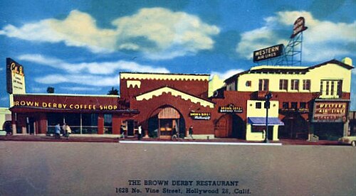 Hollywood Brown Derby building (1929–1994) in the 1950s