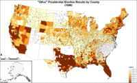 Map of "other" presidential election results by county