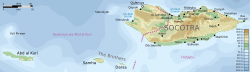 Topographic map of the districts of Socotra