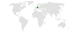 Map indicating locations of Germany and Taiwan