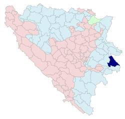 Location of Višegrad in Bosnia and Herzegovina