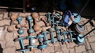 Dumbbells for sale at Chor Bazaar