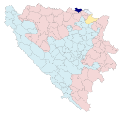 Location of Odžak within Bosnia and Herzegovina