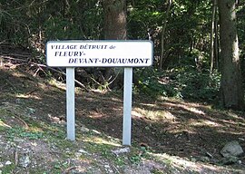 Sign indicating the site of the destroyed village