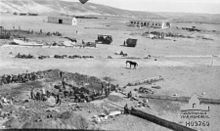 Water basin under construction, with horse tethered in centre