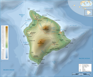 Topographic map of the island of Hawaiʻi