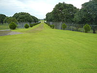 Another view of the green entrance to the Memorial