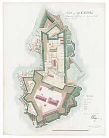 Drawing from 1811 showing the fortress Nya Älvsborg.