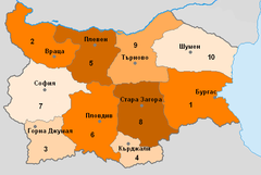 Map of Bulgaria in 1935