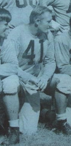 A picture of Roman Piskor in uniform sitting on a bench in 1946, while with the New York Yankees