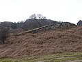 The remains of the highest incline above Dolgarrog. The former winding house can also be seen (top right) as can the former loco shed (top left).