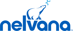 The production logo for Nelvana Limited, depicting a polar bear, who is looking at Polaris, the North Star. Below the polar bear, the text shows the company name, in blue.