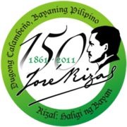 The logo used by the City of Calamba for the 150th birth anniversary of José Rizal