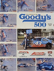 The 1988 Goody's 500 program cover, featuring Richard Petty's wrecked car from the 1988 Daytona 500.