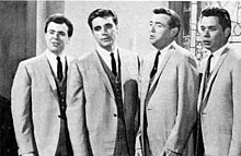 Jake Hess (second from right) with the Imperials in the 1966 film Sing A Song For Heaven's Sake.